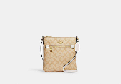 COACH Mini Rowan File Bag In Signature Canvas GOLD/LIGHT KHAKI CHALK Image 1