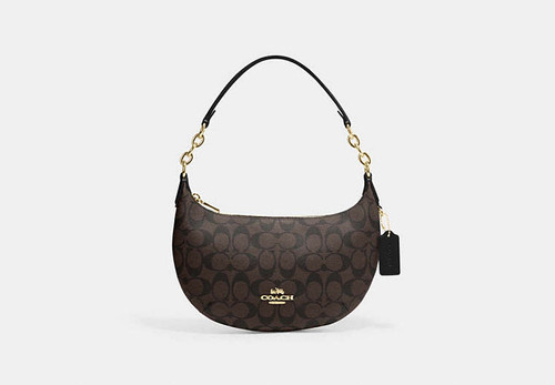 COACH Payton Hobo In Signature Canvas GOLD/BROWN BLACK Image 9