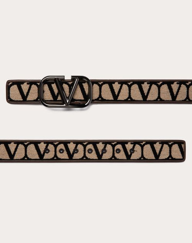 VALENTINO Iconographer Canvas Belt With Leather Details