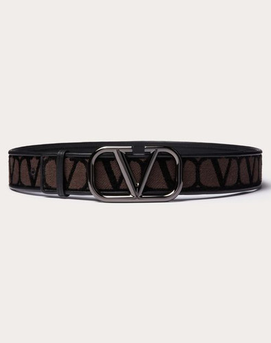 VALENTINO Iconographer Canvas Belt With Leather Details