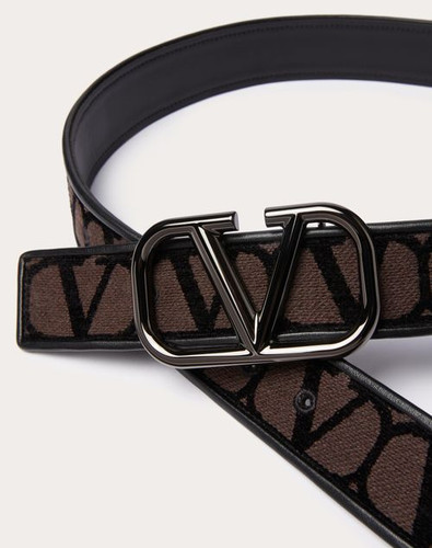 VALENTINO Iconographer Canvas Belt With Leather Details