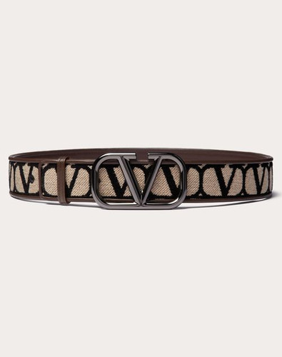 VALENTINO Iconographer Canvas Belt With Leather Details