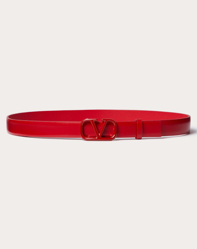 VALENTINO Signature  Vlogo Belt In Shiny Calfskin. Height: 20 Mm