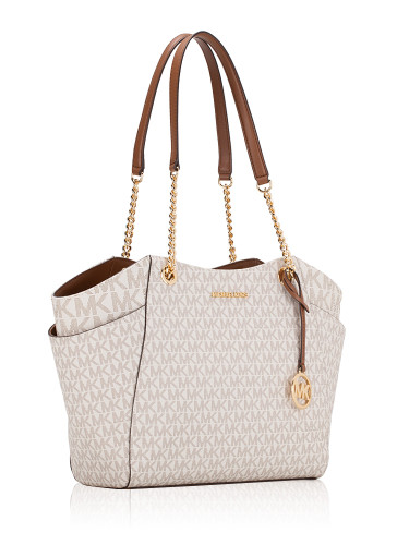 MICHAEL KORS Signature Jet Set Travel Large Chain Shoulder Tote - Vanilla (@Delhi Studio)