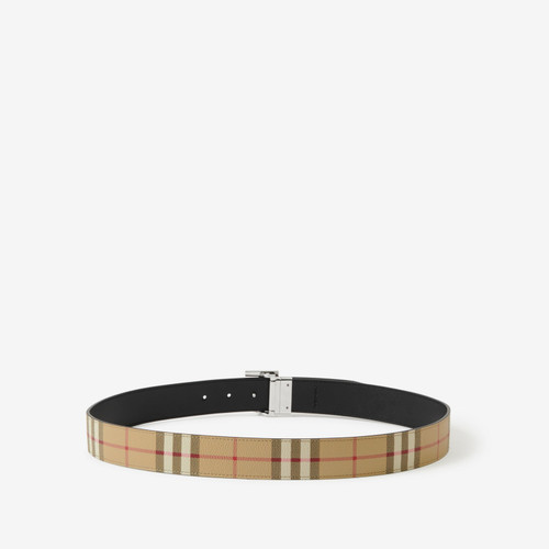 BURBERRY  Reversible TB belt in leather and Check