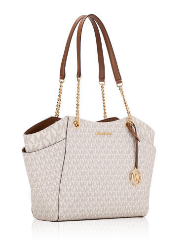 MICHAEL KORS  Signature Jet Set Travel Large Chain Shoulder Tote - Vanilla