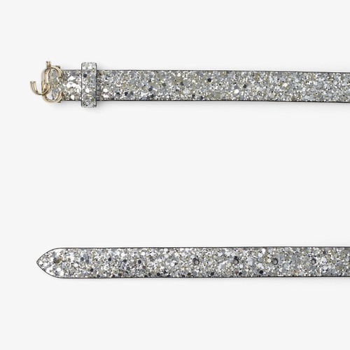 JIMMY CHOO Mini Helina Champagne Glitter Fabric Belt