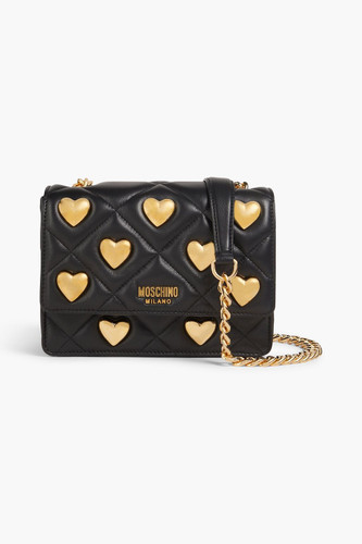 MOSCHINO Quilted Embellished Leather Shoulder Bag