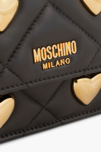 MOSCHINO Quilted Embellished Leather Shoulder Bag