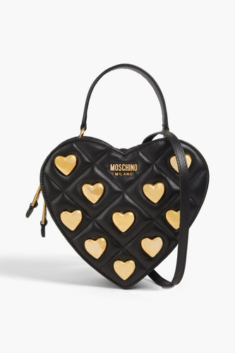 MOSCHINO Quilted Embellished Leather Tote
