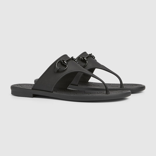 GUCCI Women's  Thong Sandals With Horsebit - Black