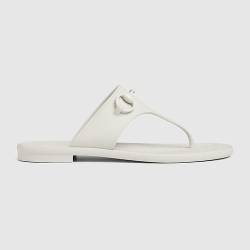 GUCCI Women's  Thong Sandals With Horsebit - White