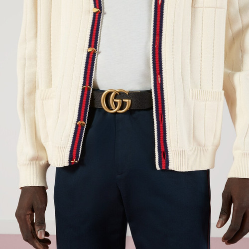 GUCCI Reversible Leather Belt With Double G Buckle