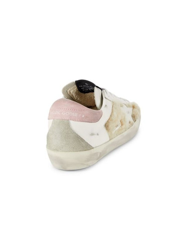 GOLDEN GOOSE Leather & Shearling Trim Sneakers WHITE PINK Image 8