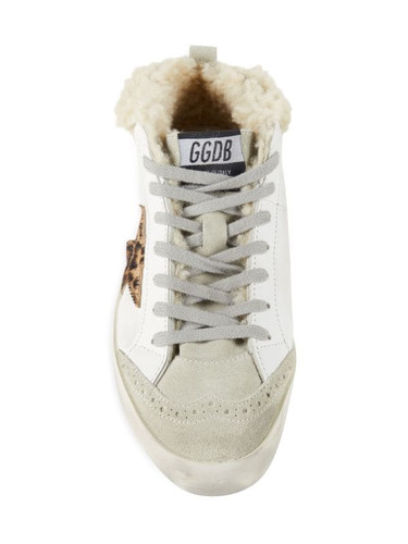 GOLDEN GOOSE Shearling & Leather Sneakers WHITE MULTI Image 5