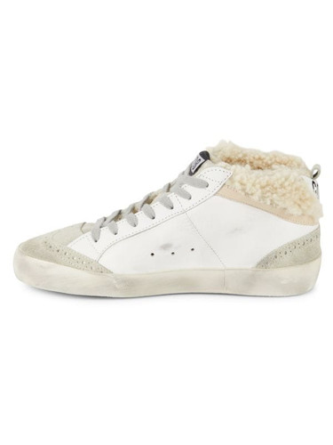 GOLDEN GOOSE Shearling & Leather Sneakers WHITE MULTI Image 9
