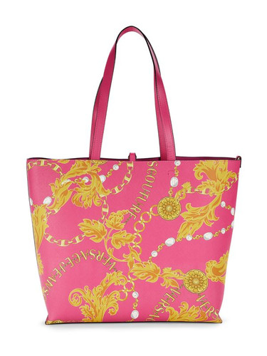 VERSACE JEANS COUTURE Classic Logo Printed Tote PINK GOLD Image 5