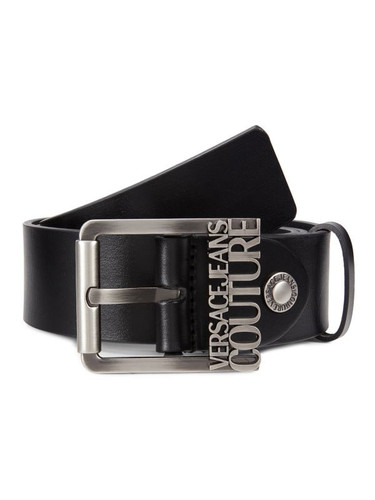 VERSACE JEANS COUTURE Logo Buckle Leather Belt BLACK Image 1