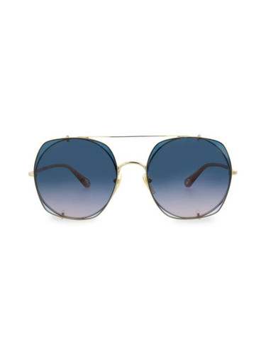 CHLOE 56Mm Square Sunglasses GOLD BLUE Image 1