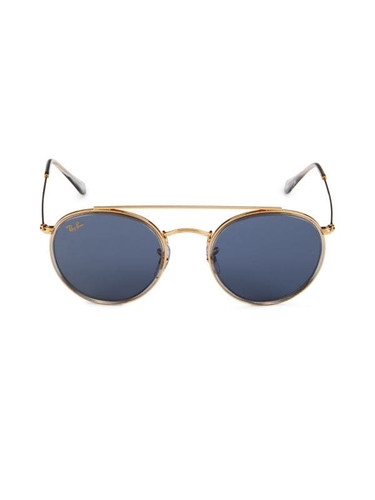 RAY-BAN Rb3647N 51Mm Round Aviator Sunglasses BLUE GOLD Image 1