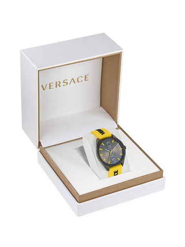 VERSACE V-Vertical 42Mm Logo Stainless Steel & Silicone Strap Watch ONE SIZE Image 10