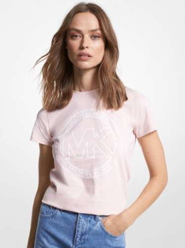 MICHAEL KORS  Logo Charm Print Organic Cotton T-Shirt - Powder Blush (@Delhi Studio)