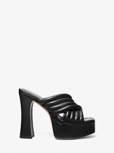 MICHAEL KORS Portia Quilted Leather Platform Sandal BLACK Image 2