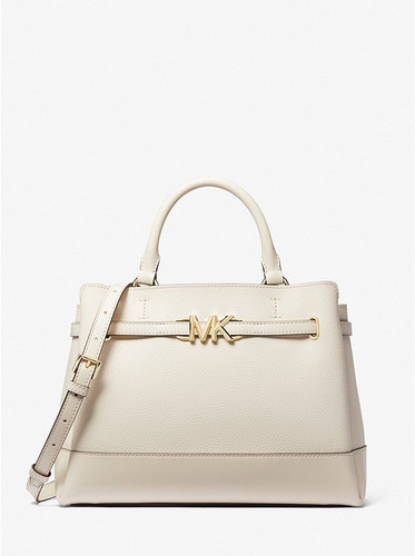 MICHAEL KOR Reed Large Leather Belted Satchel - Lt Cream