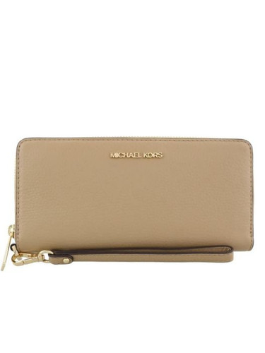 MICHAEL KORS  Jet Set Travel Large Pebbled Leather Wristlet - Camel