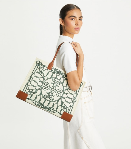 TORY BURCH Ella Printed Tote - Ivory Abstract Rope (Coming To Delhi)