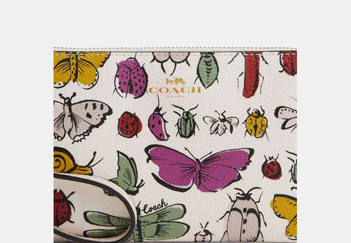 COACH Corner Zip Wristlet With Creature Print GOLD/CHALK MULTI Image 3