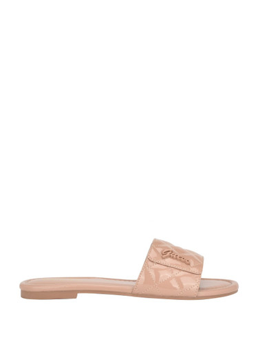 GUESS Lylas Quilted Patent Slide Sandals Image 2