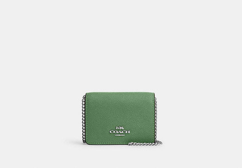 COACH Mini Wallet On A Chain SILVER/SOFT GREEN Image 2