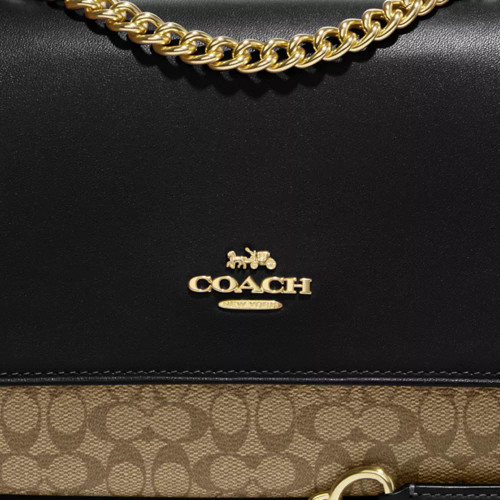 COACH Klare Crossbody In Signature Canvas - Gold/Khaki/Black