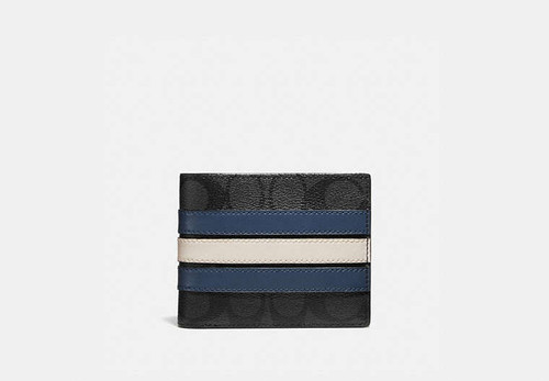 COACH 3 In 1 Wallet In Signature Canvas With Varsity Stripe GUNMETAL/CHARCOAL/DENIM/CHALK Image 2
