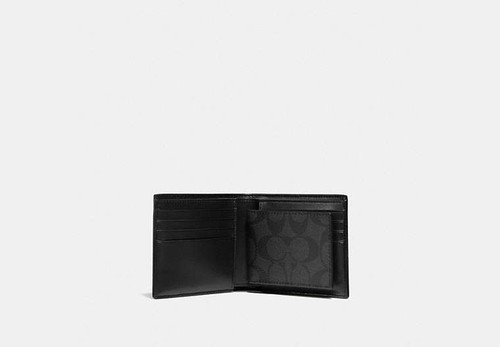 COACH 3 In 1 Wallet In Signature Canvas With Varsity Stripe GUNMETAL/CHARCOAL/DENIM/CHALK Image 3