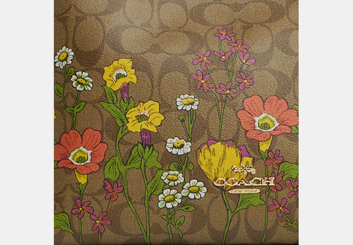 COACH Laurel Shoulder Bag In Signature Canvas With Floral Print PVC/GOLD/KHAKI MULTI Image 9