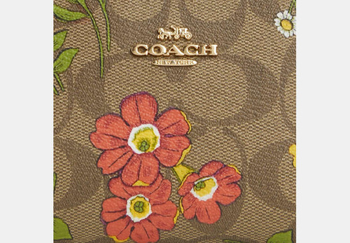 COACH Snap Wallet In Signature Canvas With Floral Print GOLD/KHAKI MULTI Image 8