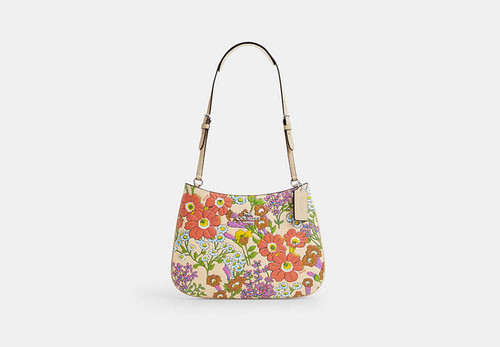 COACH Penelope Shoulder Bag With Floral Print SILVER/IVORY MULTI Image 6