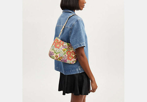 COACH Penelope Shoulder Bag With Floral Print SILVER/IVORY MULTI Image 10