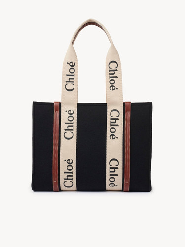 CHLOE Medium Woody Tote Bag - Black (@Delhi Studio)