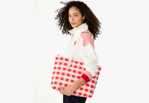 KATE SPADE Mel Gingham Packable Tote PINK MULTI Image 2