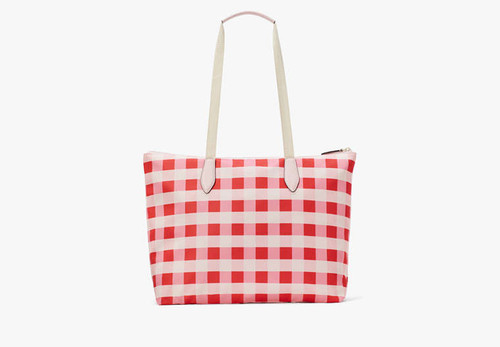 KATE SPADE Mel Gingham Packable Tote PINK MULTI Image 5