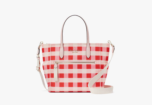 KATE SPADE Chelsea Gingham Medium Satchel PINK MULTI Image 6