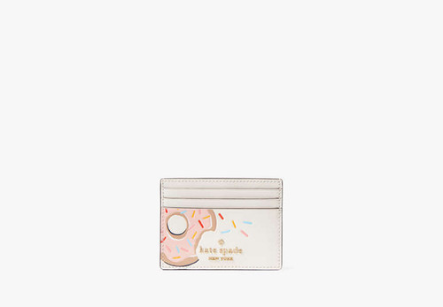 KATE SPADE Coffee Break Donut Small Slim Card Holder CREAM MULTI Image 3