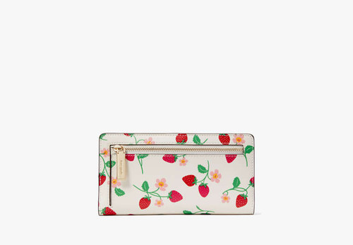 KATE SPADE Madison Strawberry Vine Large Slim Bifold Wallet CREAM MULTI Image 5