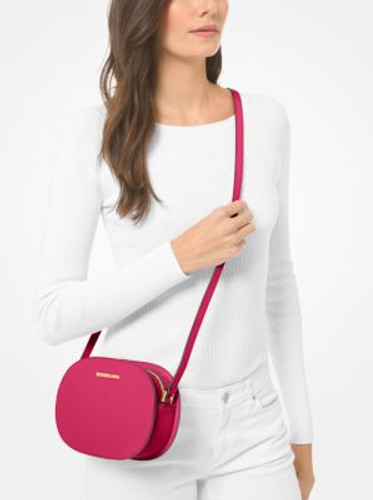 MICHAEL KORS  Jet Set Travel Medium Saffiano Leather Crossbody Bag - Electric Pink