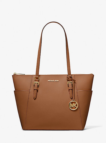 MICHAEL KORS  Charlotte Large  Saffiano Leather Top-zip Tote Bag - Luggage