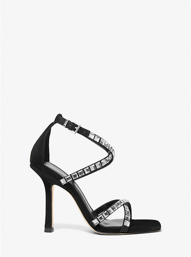 MICHAEL KORS Celia Crystal Embellished Suede Sandal BLACK Image 2