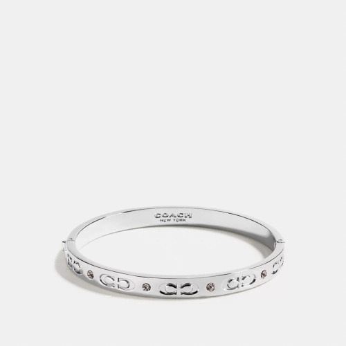 COACH Signature Hinged Bangle - Silver